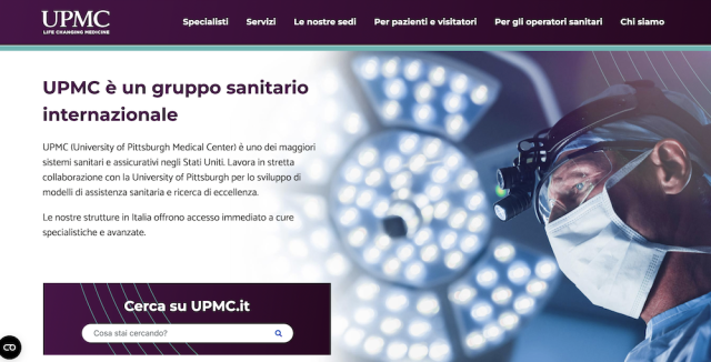 Website of UPMC Italy