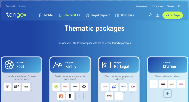 TV packages by Tango in English